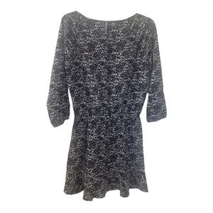 Joie Mini Dress Black White Silky Printed Ruffle Skirt Women’s Small